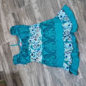 She’s Cool Teal Print Dress – Junior Size Large